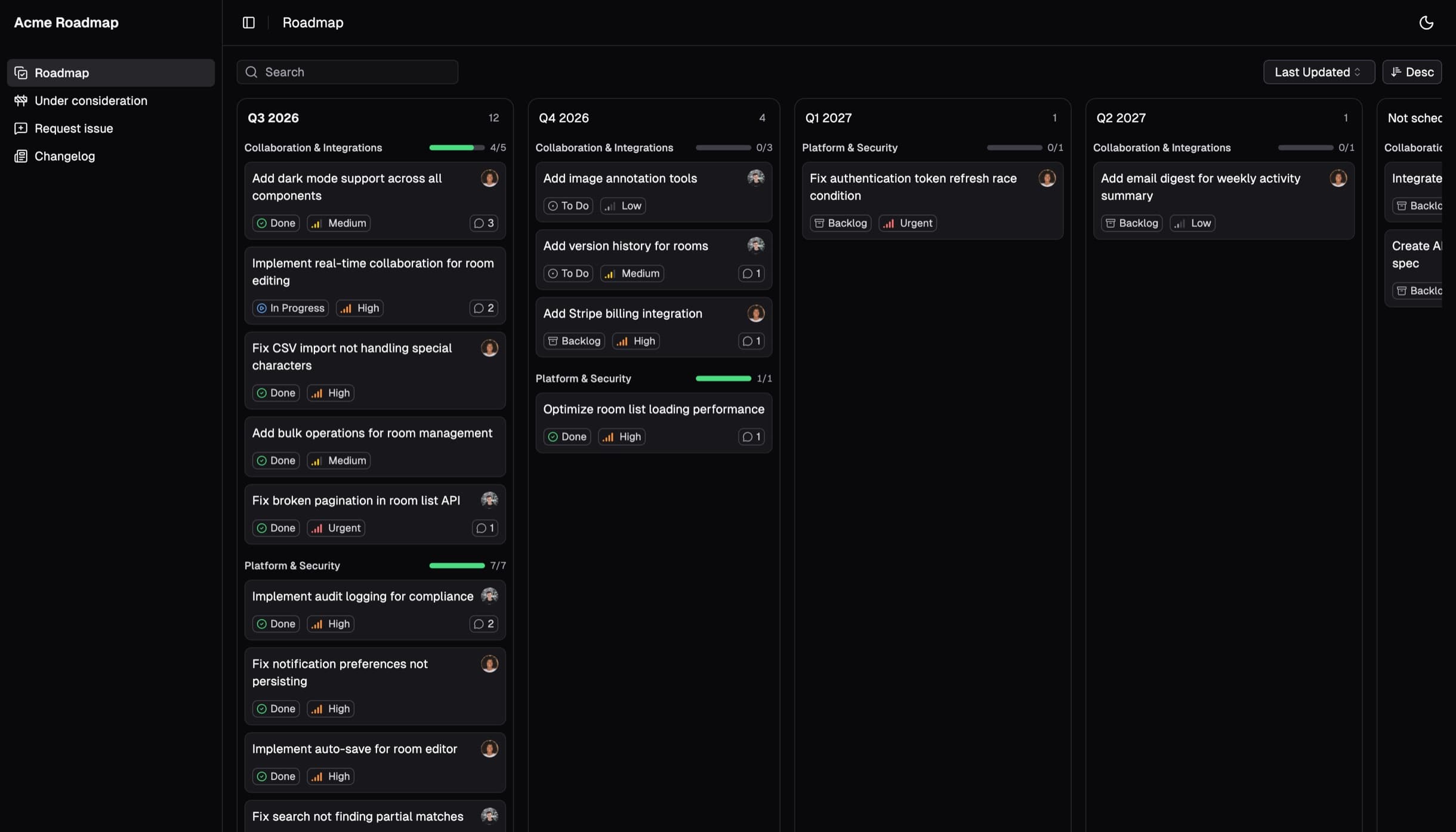 Public roadmap mirrored from Linear