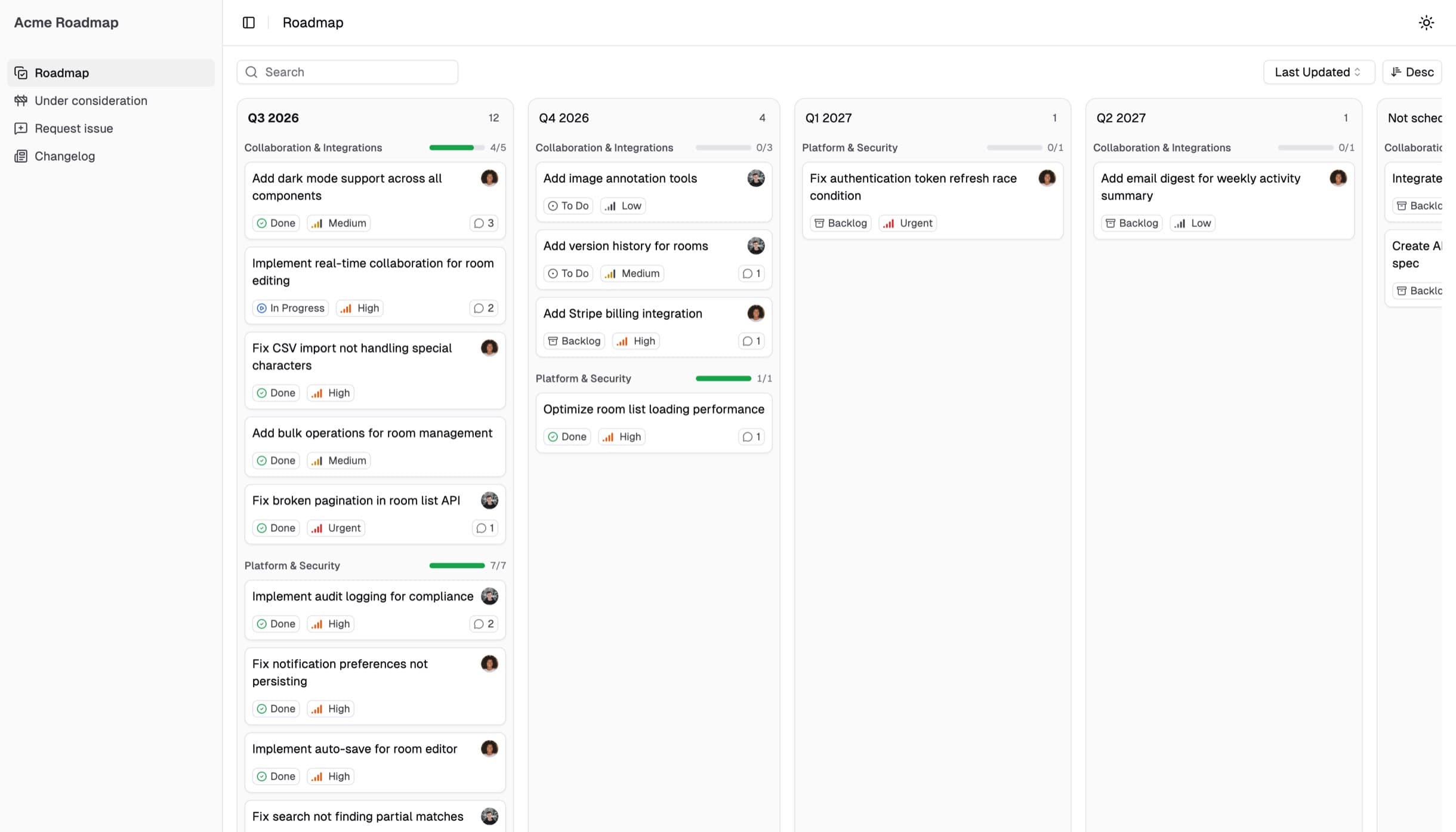 Public roadmap mirrored from Linear